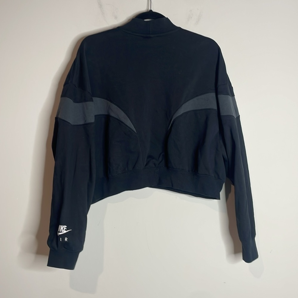Nike Air | Women’s Black Mock Women Cropped Fleece Crew Size Large - Picture 6 of 6